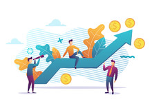 Business Strategy, Financial Analytics. Profit Increasing. Sales Growth, Sales Manager, Accounting, Sales Promotion And Operations Concept. Vector Illustration