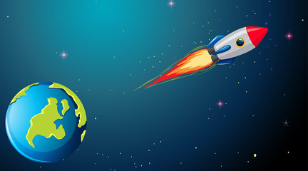 Wall Mural - rocket in space scene