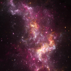 Wall Mural - Dark fractal sky with milky way, digital artwork for creative graphic design