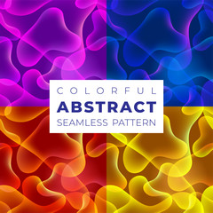 Wall Mural - set of vector colorful seamless patterns. bright gradient colors with abstract fluid shapes. vector 