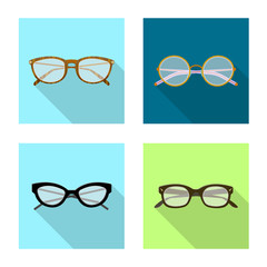 Wall Mural - Vector design of glasses and frame icon. Set of glasses and accessory vector icon for stock.