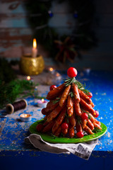 Wall Mural - sausage christmas tree in  a Christmas decor.