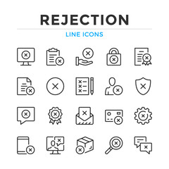 Poster - Rejection line icons set. Modern outline elements, graphic design concepts, simple symbols collection. Vector line icons