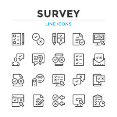Poster - Survey line icons set. Modern outline elements, graphic design concepts, simple symbols collection. Vector line icons