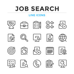 Poster - Job search line icons set. Modern outline elements, graphic design concepts, simple symbols collection. Vector line icons