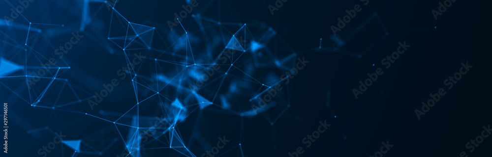Abstract blue digital background. Big data visualization. Science background. Big data complex with compounds. Lines plexus. - obrazy, fototapety, plakaty 