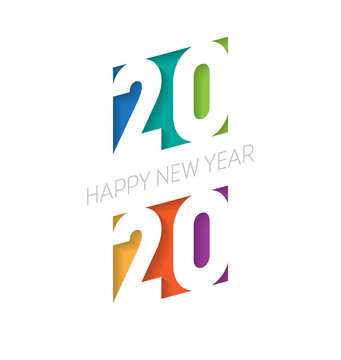 Happy new year 2020. Vector brochure or calendar cover design template. Cover of business diary for 20 20 with wishes. Art of cutting paper.