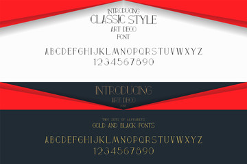 Wall Mural - Stylish elegant vector composite font. Set of gold and black letters english alphabet. Vector illustration.