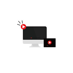 Poster - monitor frontal view of widescreen. video player. vector illustration and white background