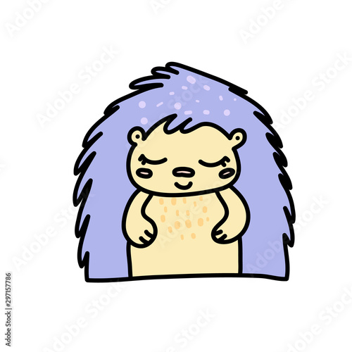 Cute baby hedgehog hand drawn vector character Canvas Print