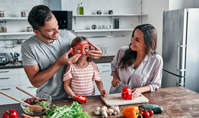 Family in kitchen