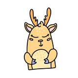 Fototapeta Psy - Cute baby deer hand drawn vector character