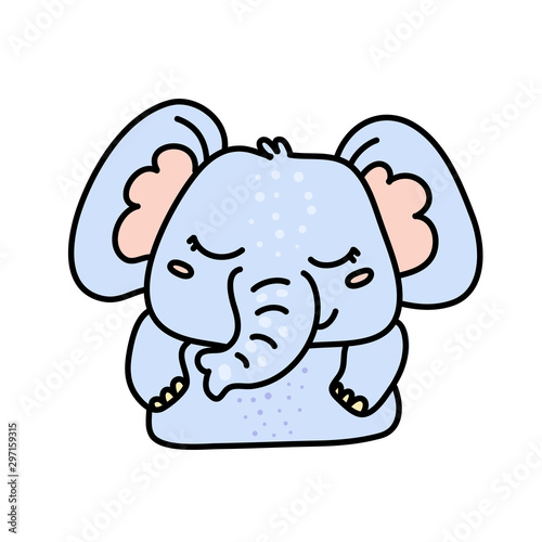 Cute baby elephant hand drawn vector character Canvas Print