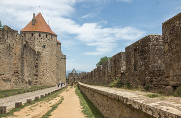 Canvas Print - Carcasson fortificated castle is a UNESCO world heritage site,