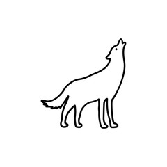 Wall Mural - Wolf line icon, outline vector sign, linear style pictogram isolated on white. Symbol, logo illustration. Pixel perfect