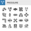 © Natalia - Set of pressure icons such as Pipes, Pipe, Valve, Piping, Blood pressure, Broken pipe, Pistons, Heartbeat, Beer factory, Gas station attendant, Ecg, Gravity , pressure