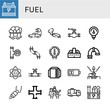 © Natalia - Set of fuel icons such as Battery, Coal, Electric car, Muffler, Valve, Gauge, Pipe, Factory, Atomic energy, Storage tank, Pollution, Oil rig, Tank truck , fuel