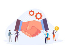 Business Partnership Handshake Concept. Vector Flat Graphic Design Illustration
