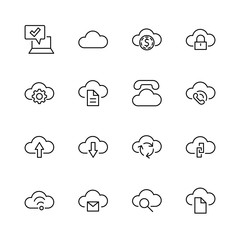 Poster - Set of Cloud Vector Line Icon. It contains Symbols to Upload, Download, Link and more. Editable Stroke. 32x32 pixels