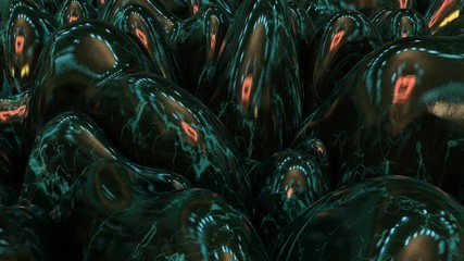 Wall Mural - 3d Looped abstract gum elastic background. Wavy surface with ripples and bubbles.Trendy vibrant texture, graphic design, animated rubber texture.