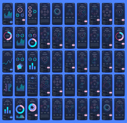 Different UI, UX, GUI screens and flat web icons for mobile apps