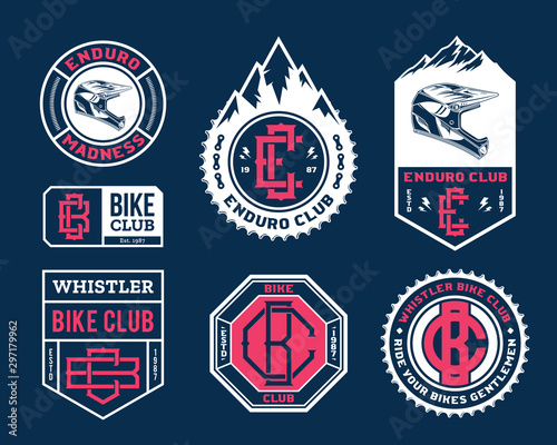 Cuadros en Lienzo Vector enduro mountain biking adventures, parks, clubs logo, badges and icons