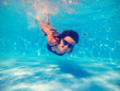 © liukovmaksym - Swimming pool. A woman swims in the pool in sunglasses.
