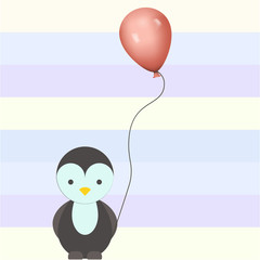 Poster - Penguin balloon color illustration vector color illustration