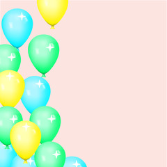 Poster - Blue green yellow balloons fly illustration vector color illustration