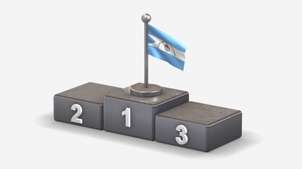 Corrientes 3D waving flag illustration on winner podium.