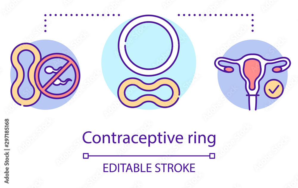 Contraceptive ring concept icon. Vaginal contraception. Hormonal birth ...