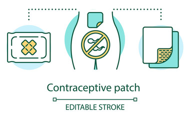 contraceptive patch concept icon. hormonal birth control method. protection from unwanted pregnancy.