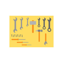 Poster - Desk elements of locksmith vector color illustration