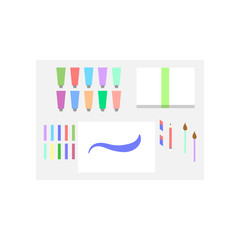 Poster - Desk elements of painter vector color illustration