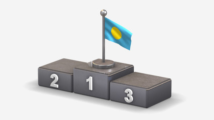 Palau 3D waving flag illustration on winner podium.