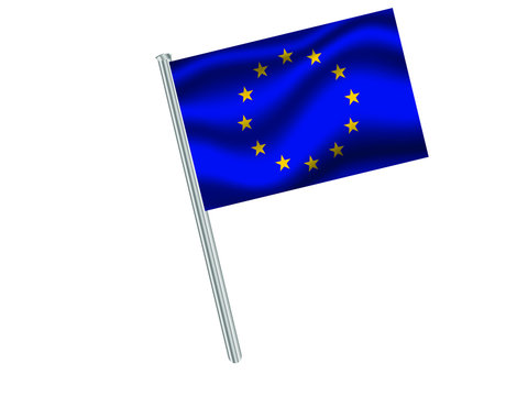 Flagpole with National flag of European Union. Original colors and proportion. Graphic design vector illustration, from  countries set. For icon, logo, web, education.