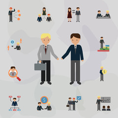 Poster - Business talk color icon. Universal set of business for website design and development, app development