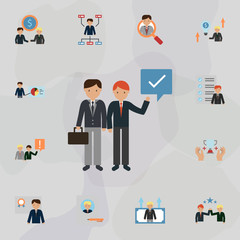 Poster - employees color icon. universal set of business for website design and development, app development