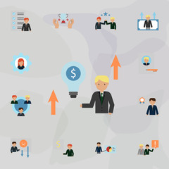 Poster - Idea color icon. Universal set of business for website design and development, app development