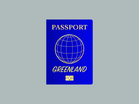 International Passport with biometric digital data chip, realistic blue cover, vector illustration for icon, logo, ads, brand