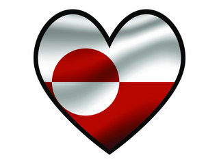 Fototapete - Big heart and National flag of  Greenland. Original colors and proportion. Graphic design vector illustration, from  countries set. For icon, logo, web, education.
