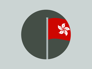 Fototapete - Flagpole of National flag of Hong Kong. Original colors and proportion. Simply vector illustration, from  countries set.