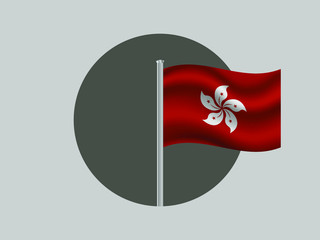 Fototapete - Flagpole of National flag of Hong Kong. Original colors and proportion. Simply vector illustration, from  countries set.