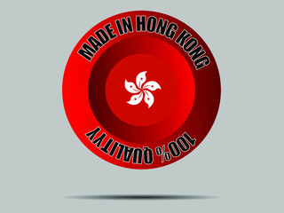 Fototapete - Round red button made in National flag of Hong Kong. Original colors and proportion. Simply vector illustration, from  countries set.