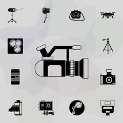 Poster - video camera icon. Universal set of equipment photography for website design and development, app development