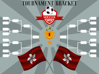 Fototapete - Asian Hong Kong Flag with Tournament Bracket with Cup and stars and ball for competition team. Perfect background for competition