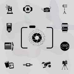 Poster - frame, camera, diaphragm icon. Universal set of equipment photography for website design and development, app development