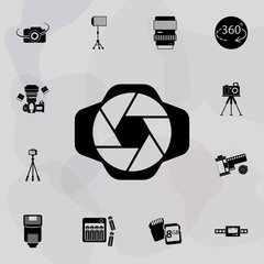 Poster - diaphragm camera icon. Universal set of equipment photography for website design and development, app development