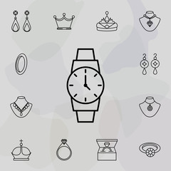 Poster - watch icon. Universal set of jewelry for website design and development, app development