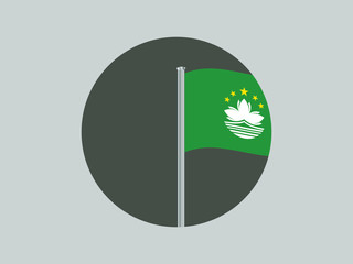 Fototapete - Metal Flagpole of National flag of Asian Chinese Macau. Original colors and proportion. Simply vector illustration, from  countries set.